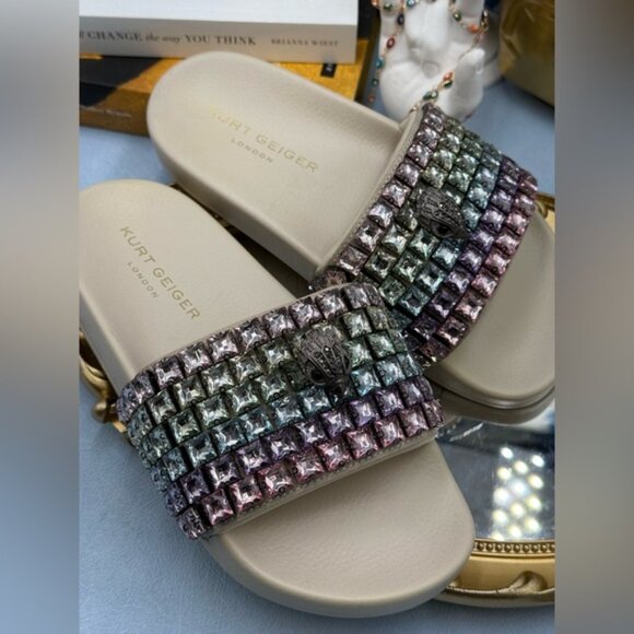 🆕 KURT GEIGER LONDON 🧿 NWOB Meena Eagle Jewel Sandal, Pastel Rainbow - Sz US 6 - Picture 14 of 16
